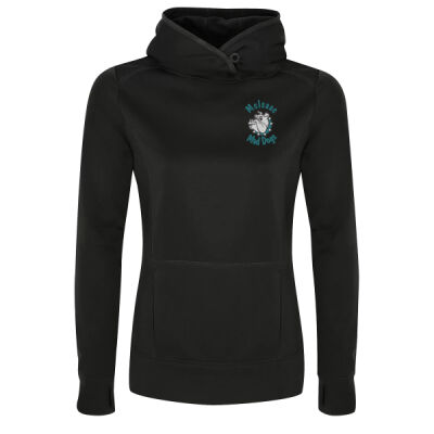 (E1LC) Ladies Mad Dog Performance Fabric Hoodie (teal text) Thumbnail
