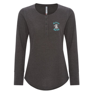 (E2LC) Ladies Puppy Dog Waffle Thermal Long Sleeve Shirt  Thumbnail